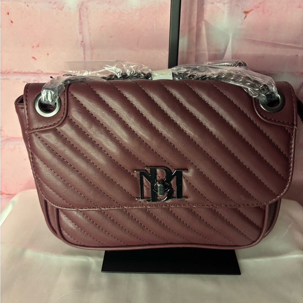 Badgley Mischka Plum Quilted Shoulder Bag